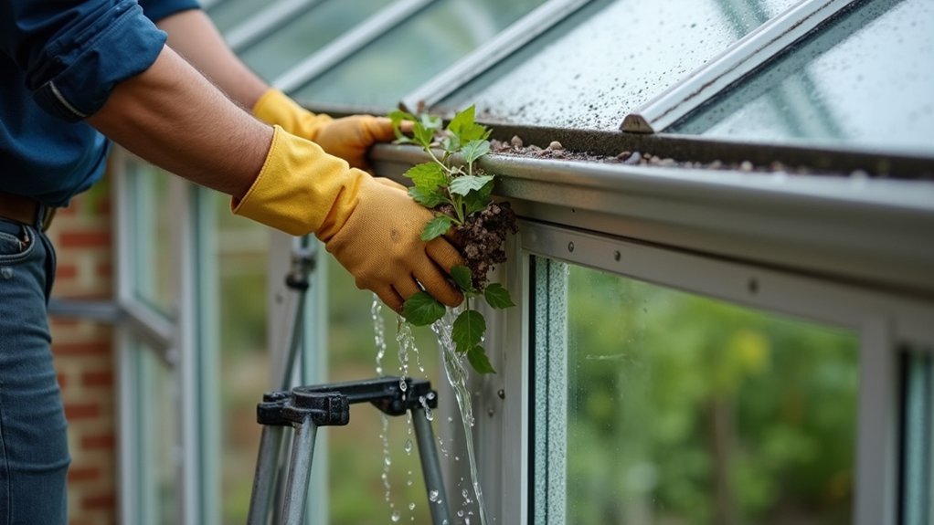 clear gutter outlet blockages