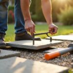 level and secure patio slabs