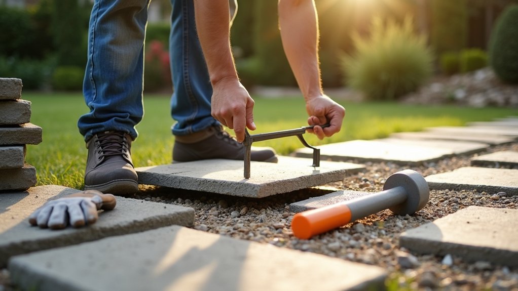 level and secure patio slabs